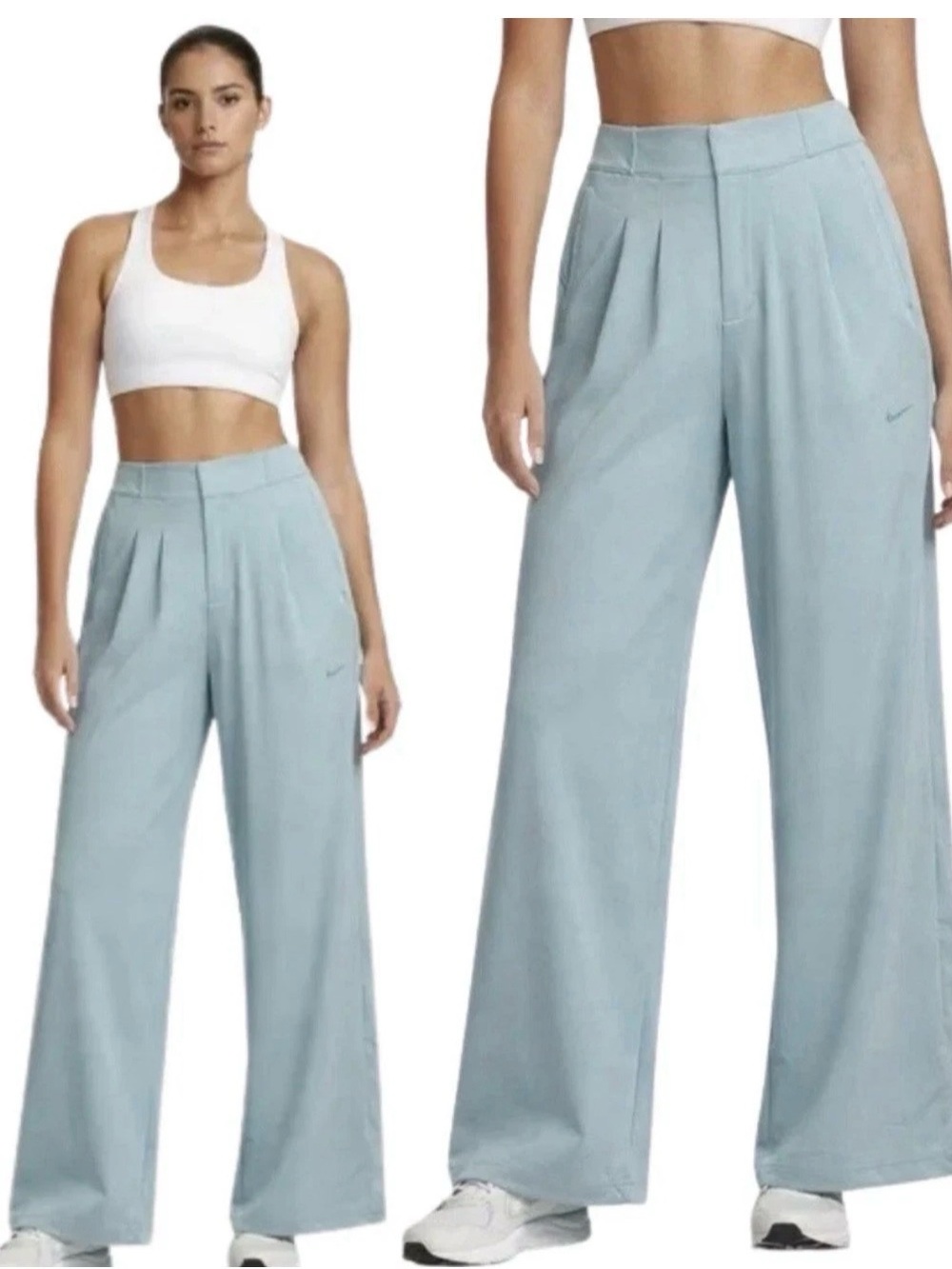 NWT Nike Women's XL Wide-Leg Pleated Pants in Pale Blue